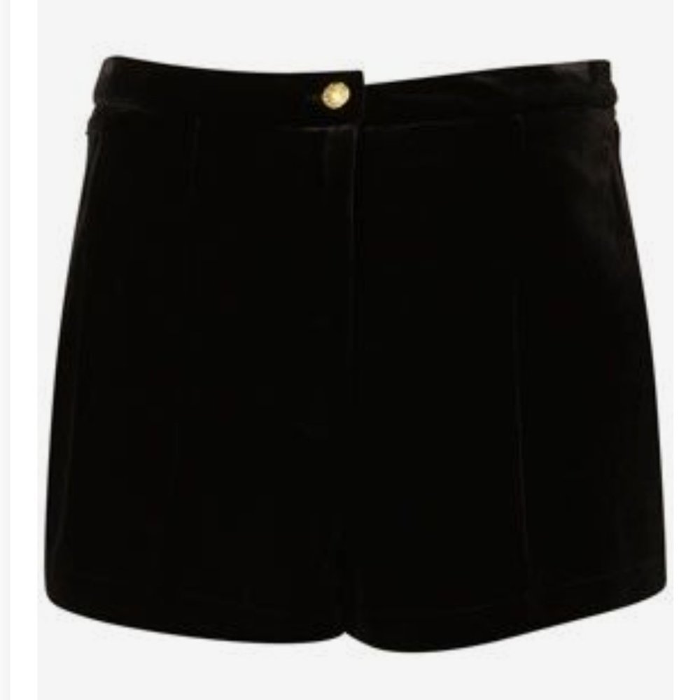 TopShop Black Velvet Shorts, Size 10